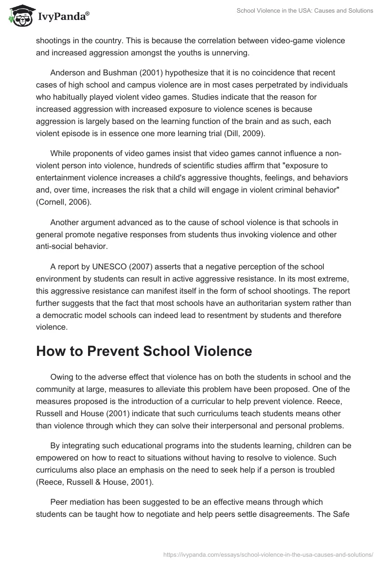 School Violence in the USA: Causes and Solutions. Page 3