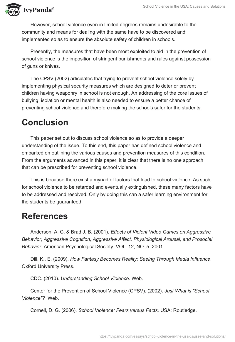 School Violence in the USA: Causes and Solutions. Page 5