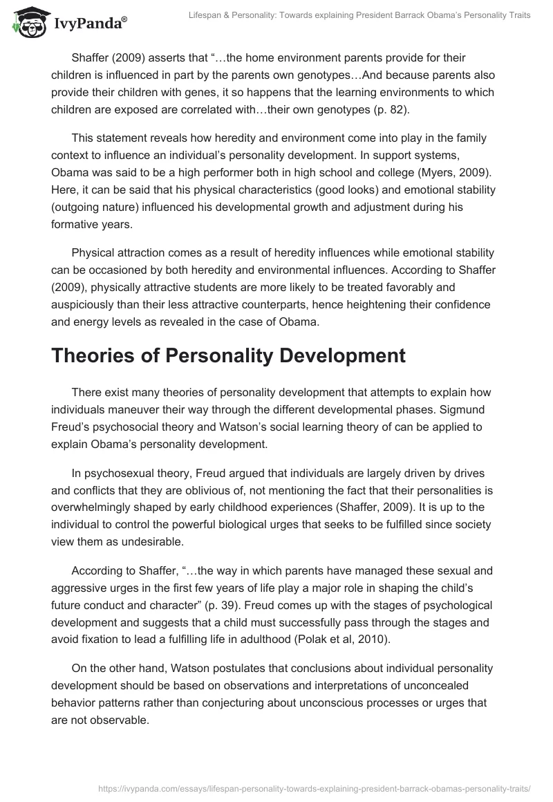 Lifespan & Personality: Towards Explaining President Barrack Obama’s Personality Traits. Page 3