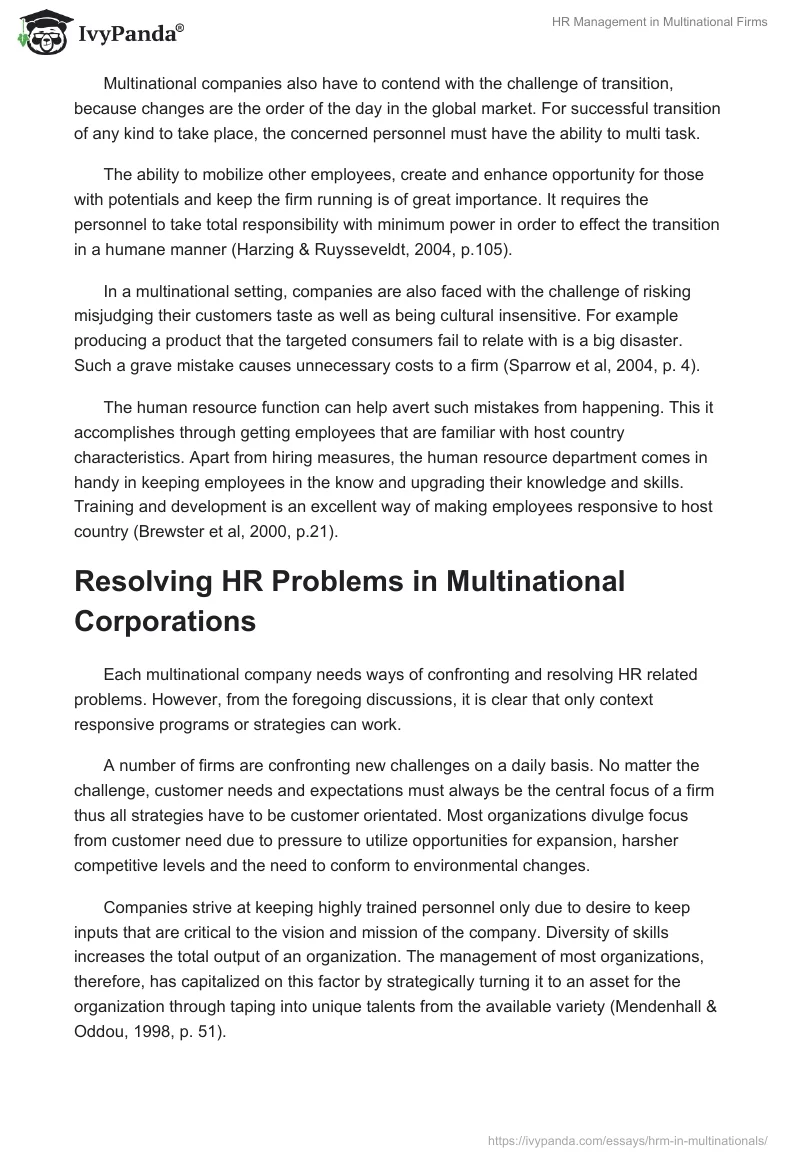 HR Management in Multinational Firms. Page 5