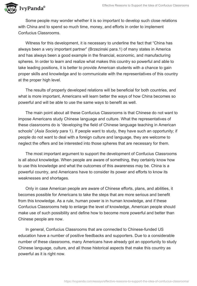 Effective Reasons to Support the Idea of Confucius Classrooms. Page 2
