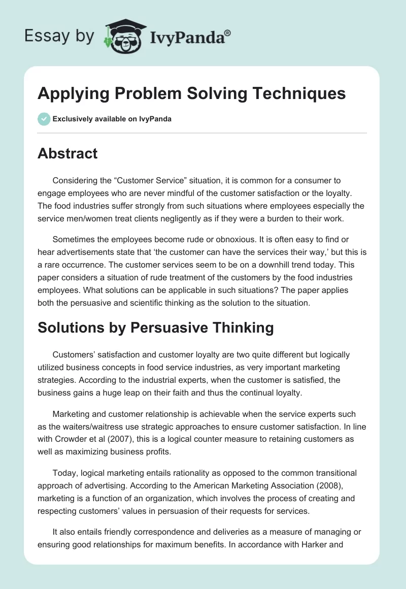 Applying Problem Solving Techniques. Page 1