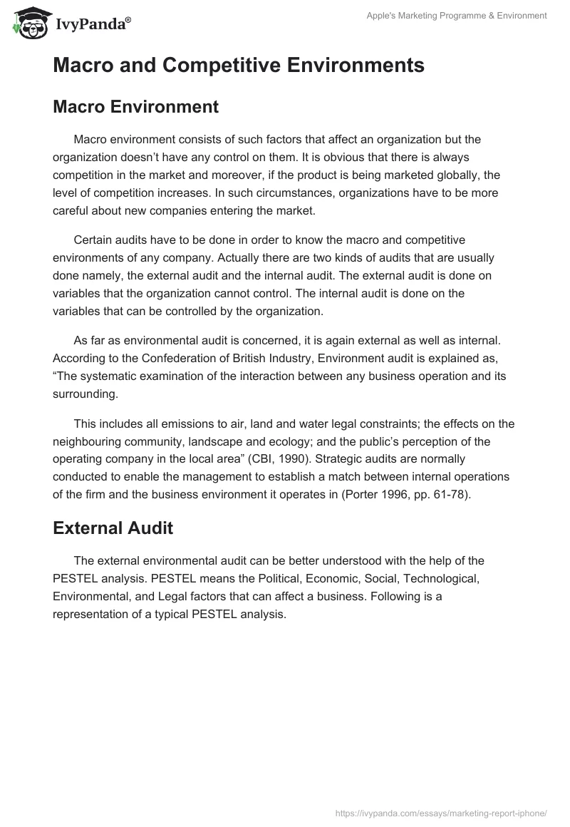 Apple's Marketing Programme & Environment. Page 2