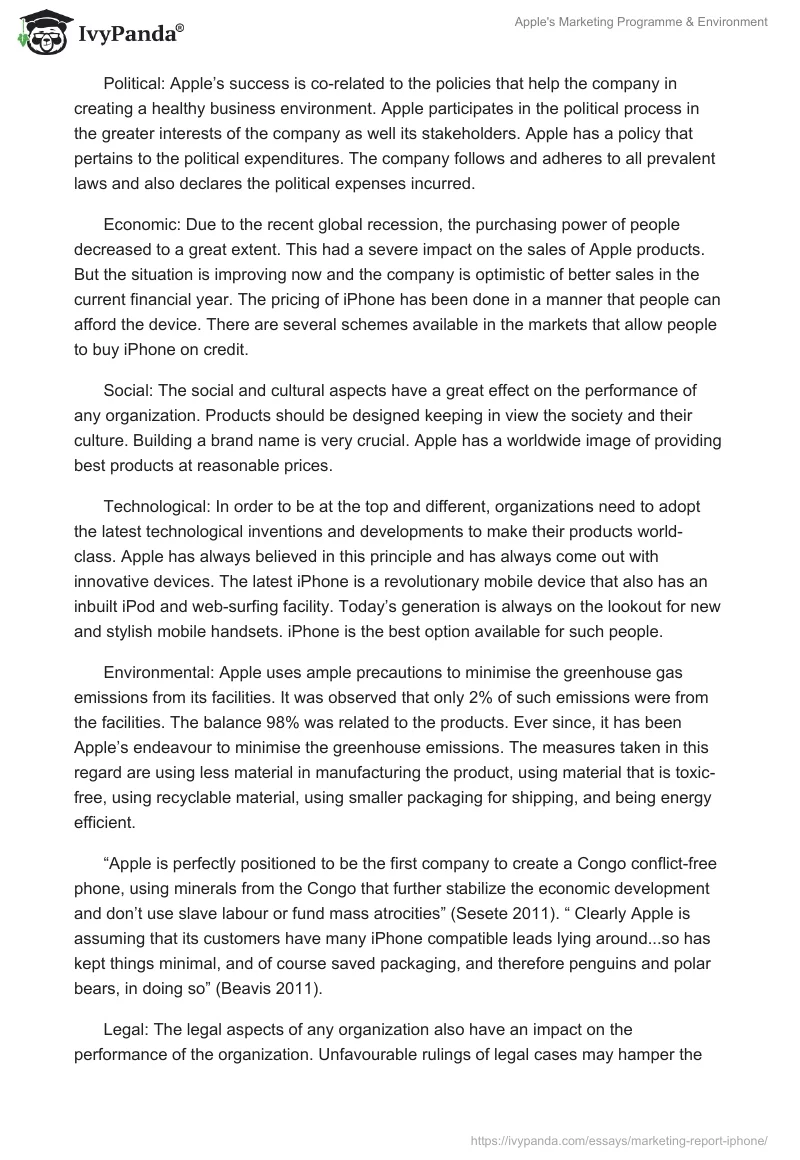 Apple's Marketing Programme & Environment. Page 4
