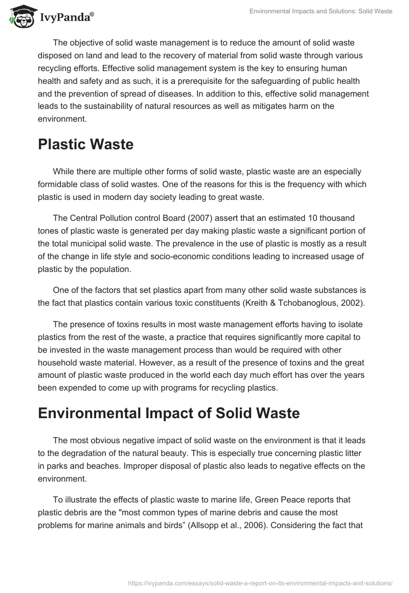 Environmental Impacts and Solutions: Solid Waste. Page 2