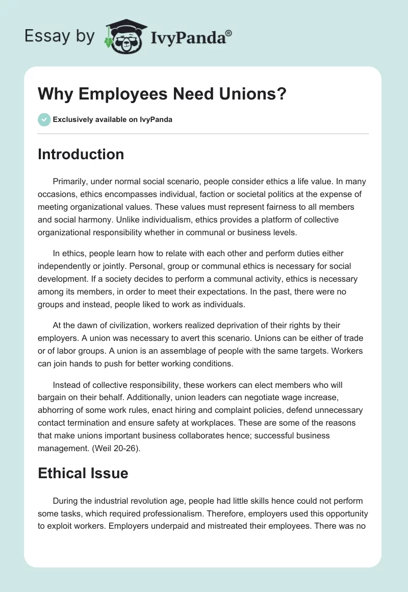 Why Employees Need Unions?. Page 1