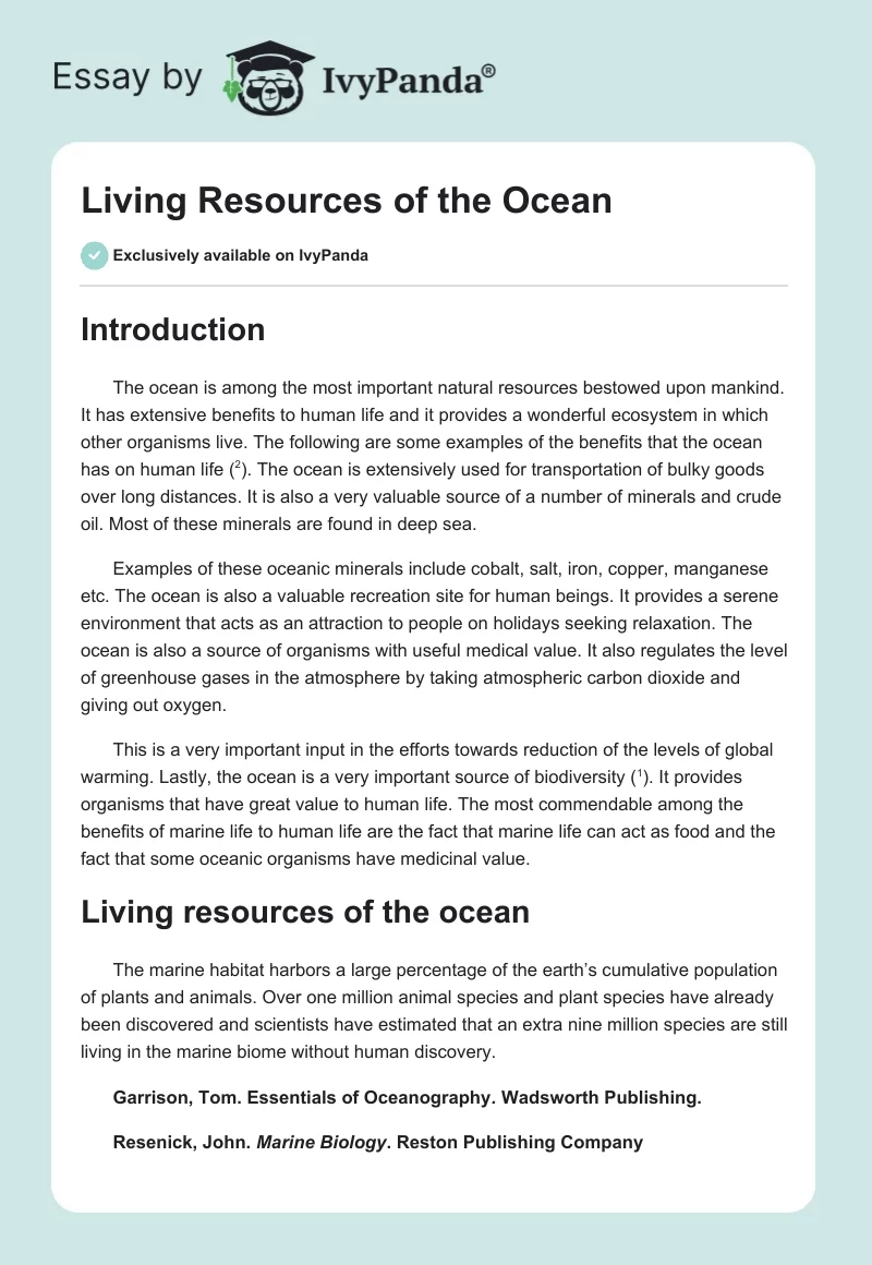 Living Resources of the Ocean. Page 1