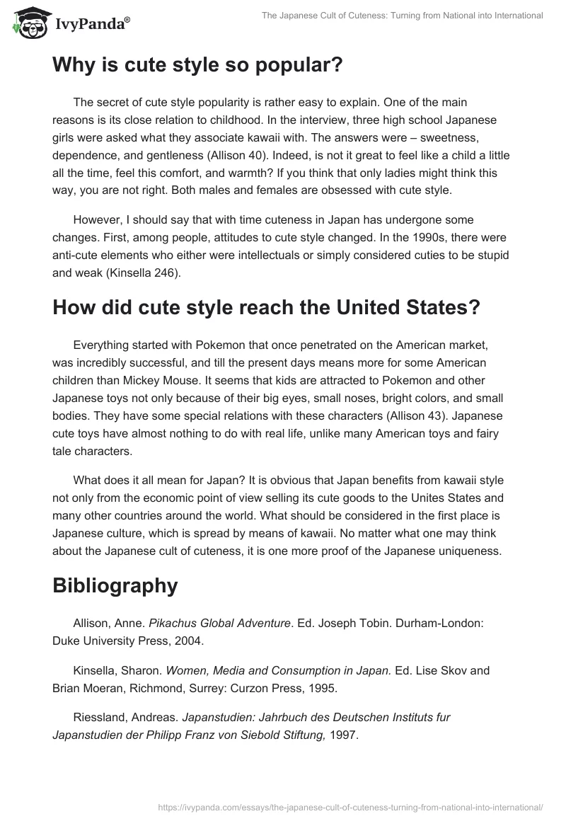 The Japanese Cult of Cuteness: Turning from National into International. Page 2