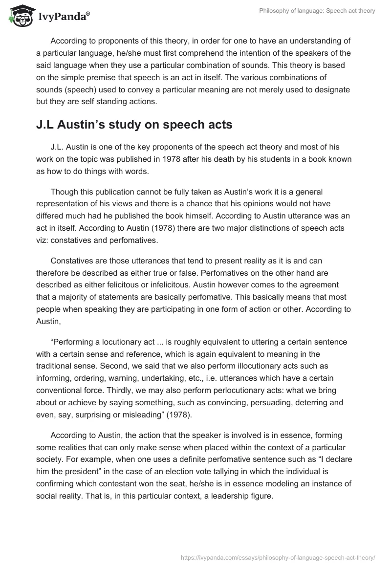 speech act theory essay