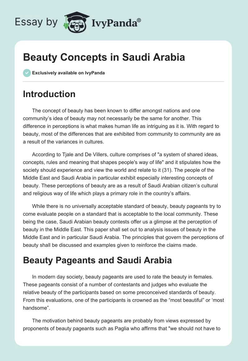 Beauty Concepts in Saudi Arabia. Page 1