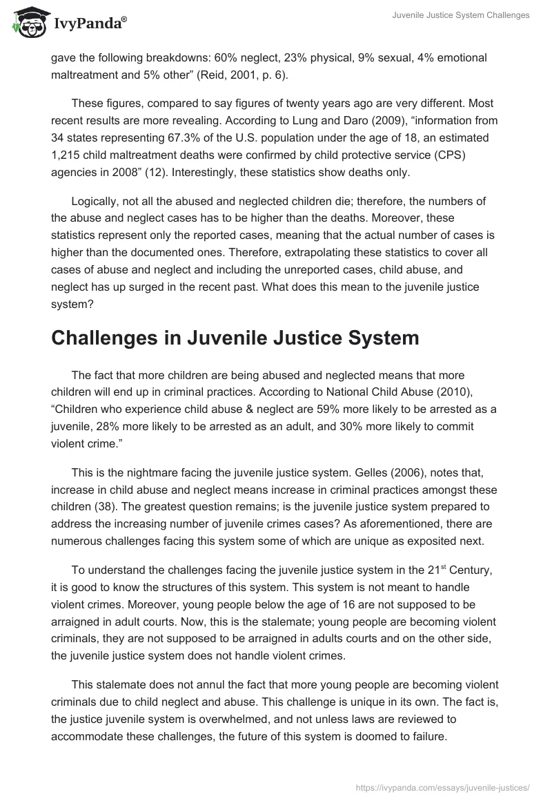 Juvenile Justice System Challenges 1248 Words Essay Example