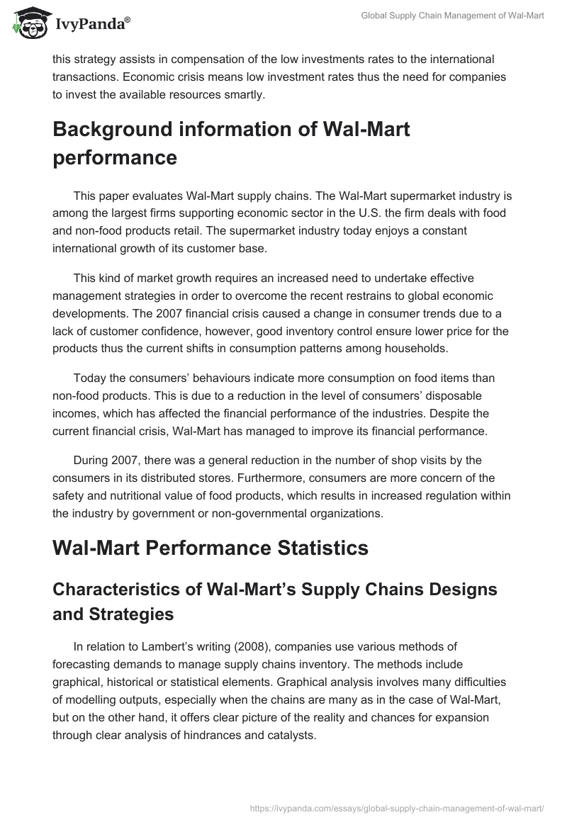 Global Supply Chain Management of Wal-Mart. Page 2