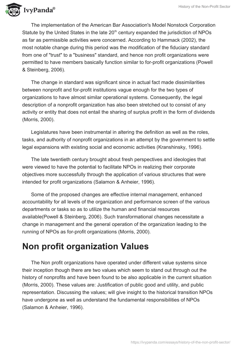 History of the Non-Profit Sector. Page 3