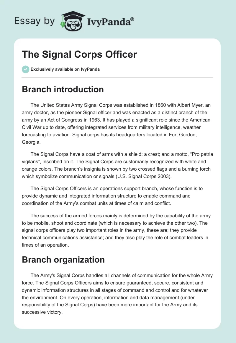 The Signal Corps Officer. Page 1