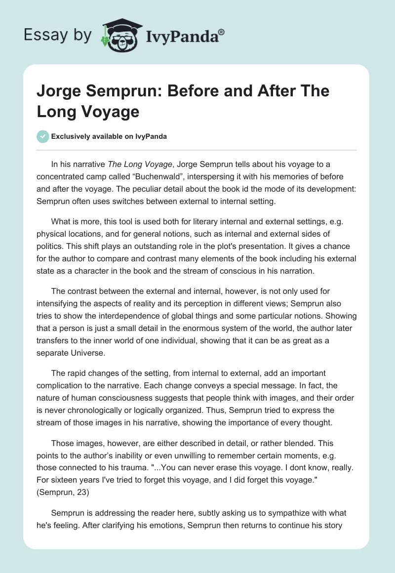 Jorge Semprun: Before and After "The Long Voyage". Page 1