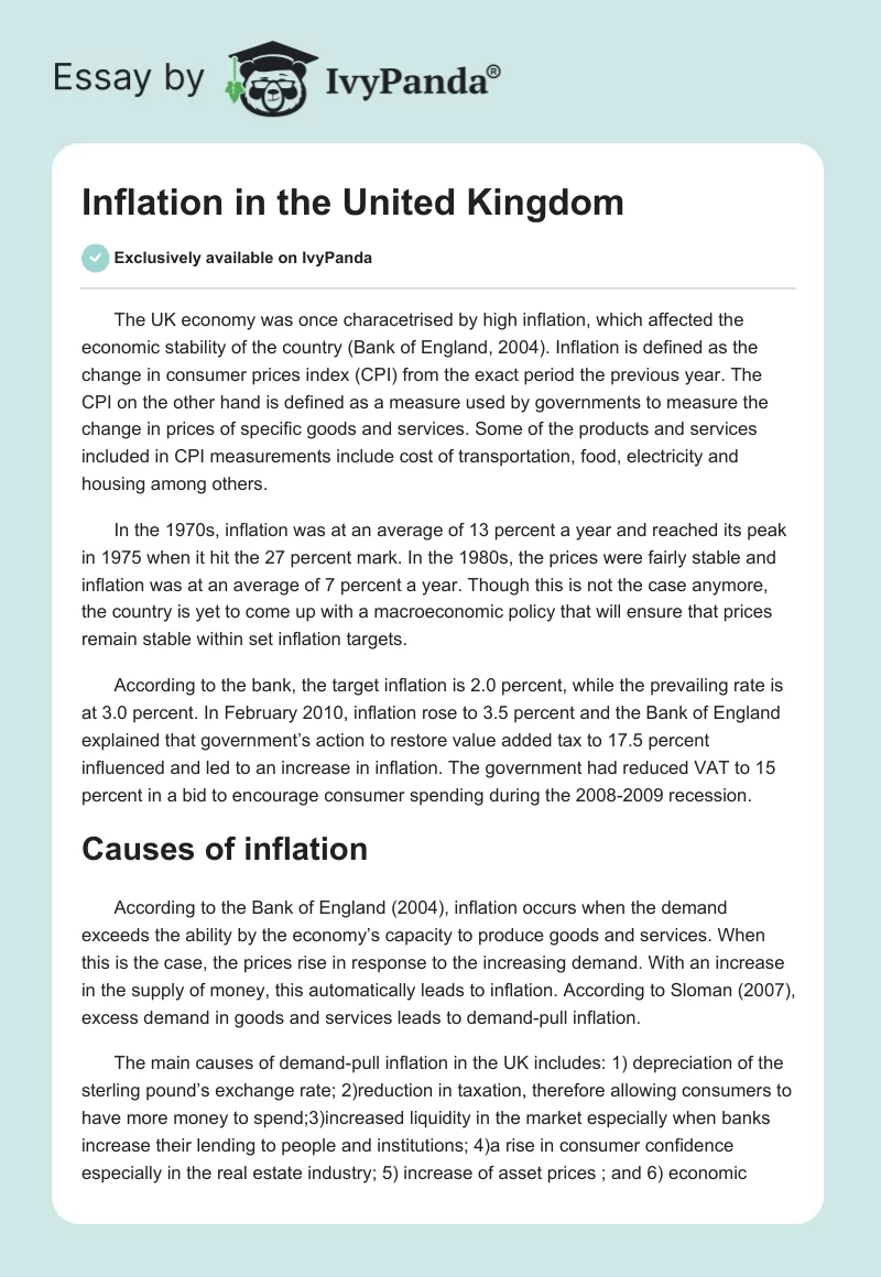 Inflation in the United Kingdom. Page 1