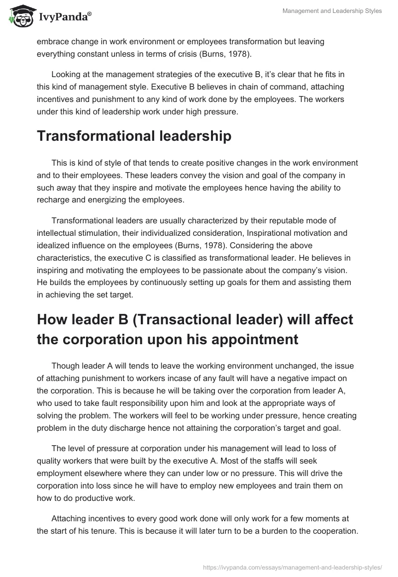 Management and Leadership Styles. Page 2