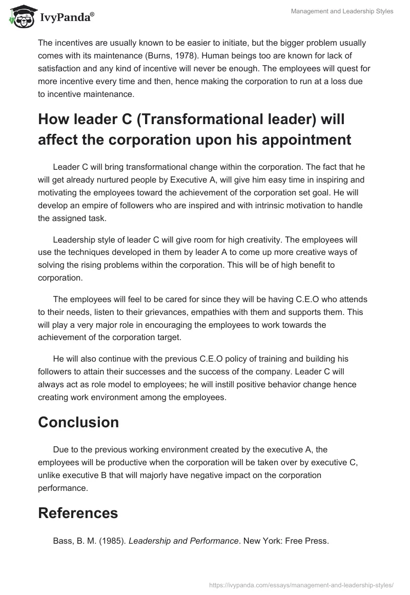 Management and Leadership Styles. Page 3