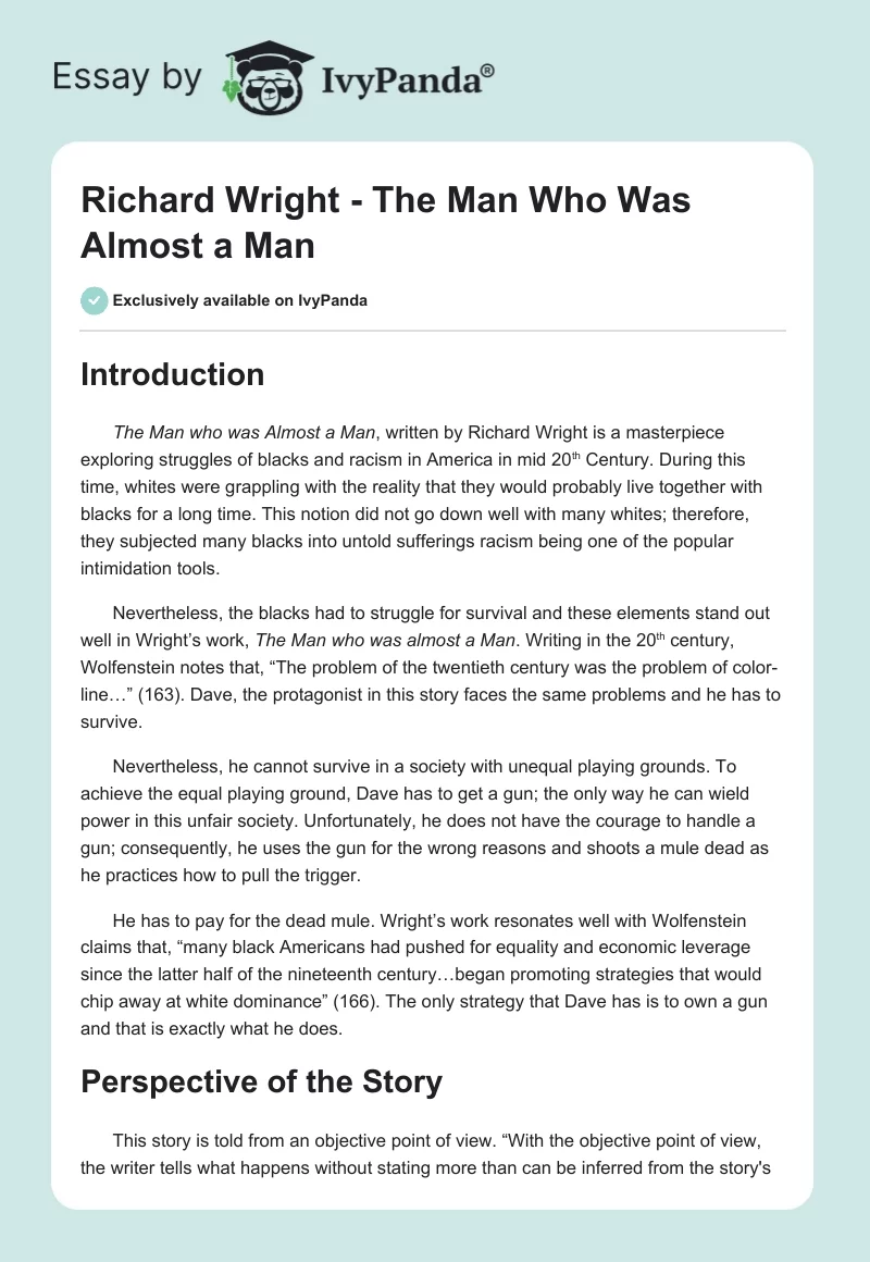 Richard Wright - The Man Who Was Almost a Man. Page 1
