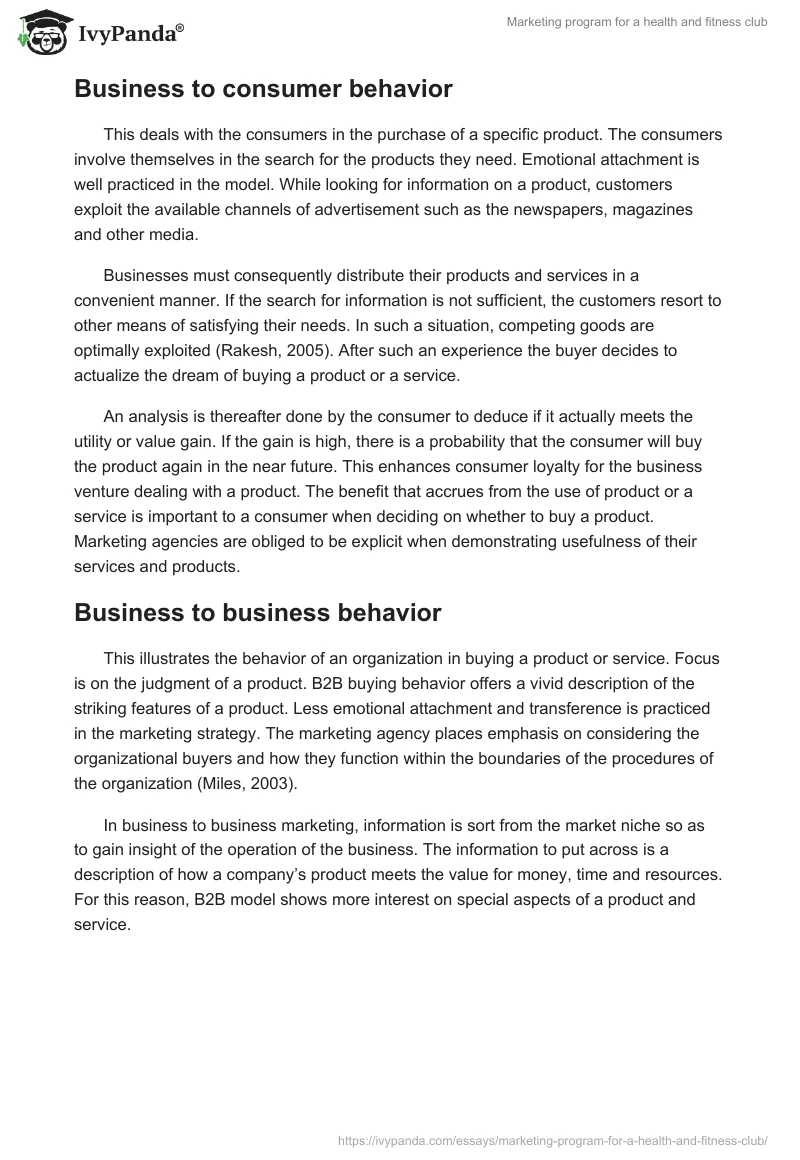 Marketing program for a health and fitness club. Page 2