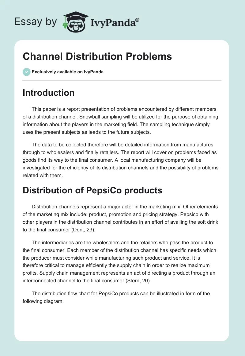 Channel Distribution Problems. Page 1