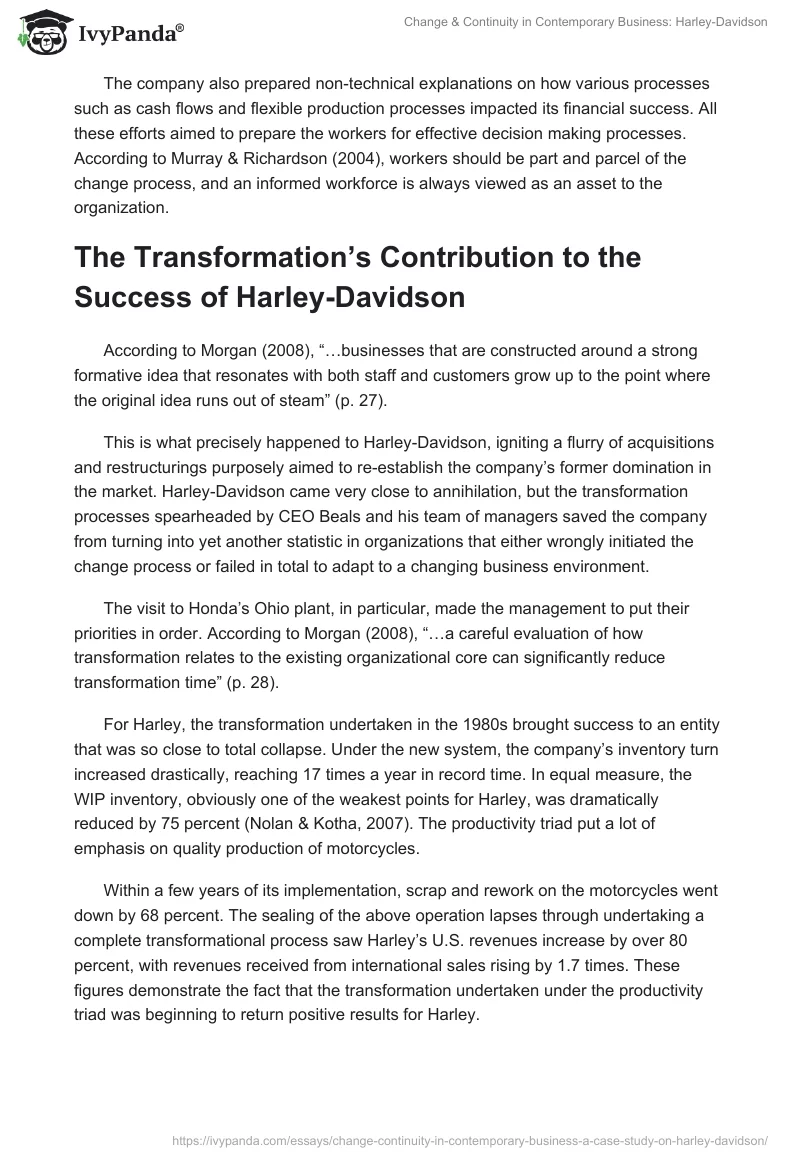 Change & Continuity in Contemporary Business: Harley-Davidson. Page 5