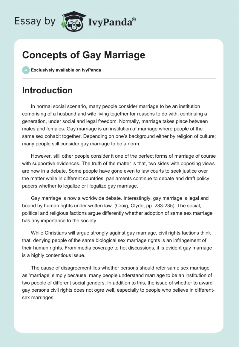 Concepts of Gay Marriage. Page 1