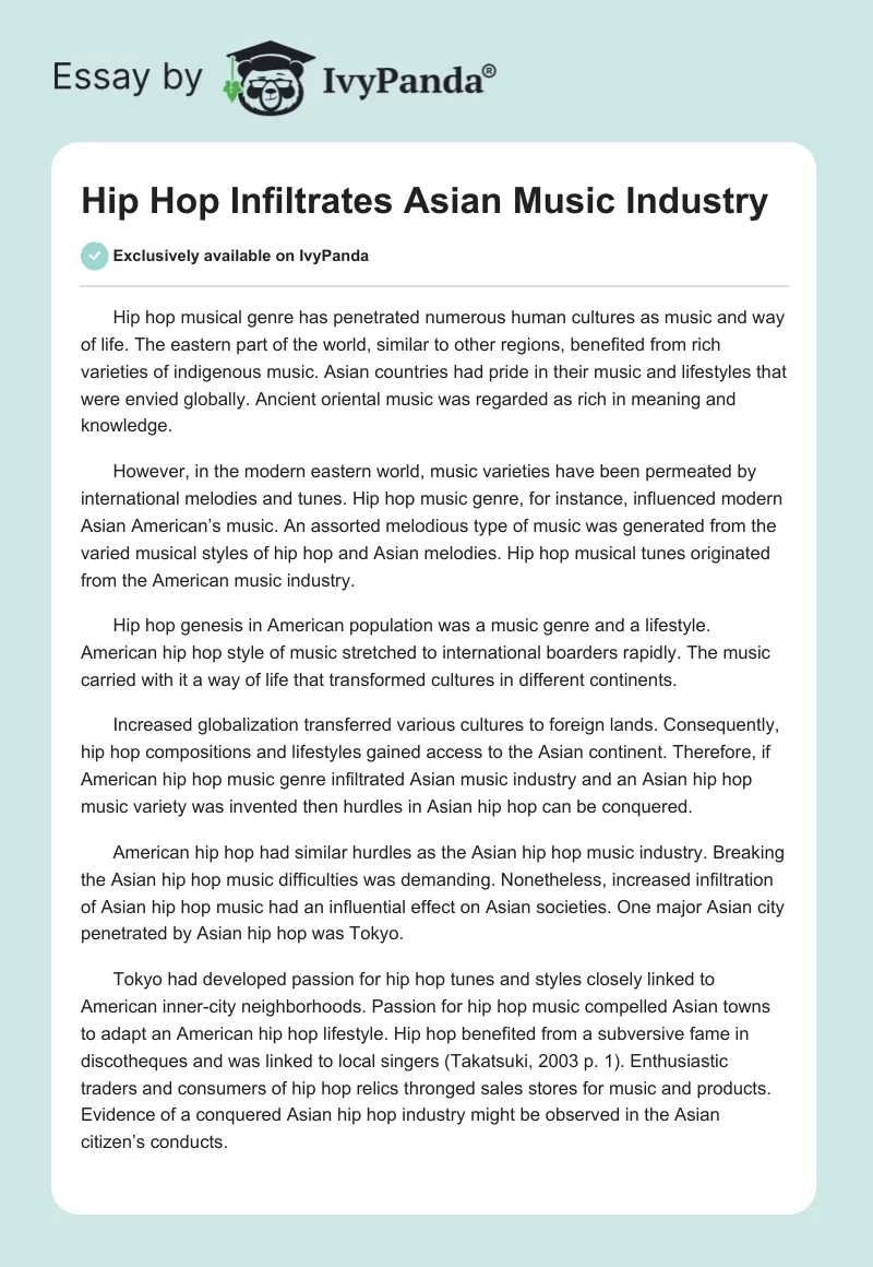 Hip Hop Infiltrates Asian Music Industry. Page 1