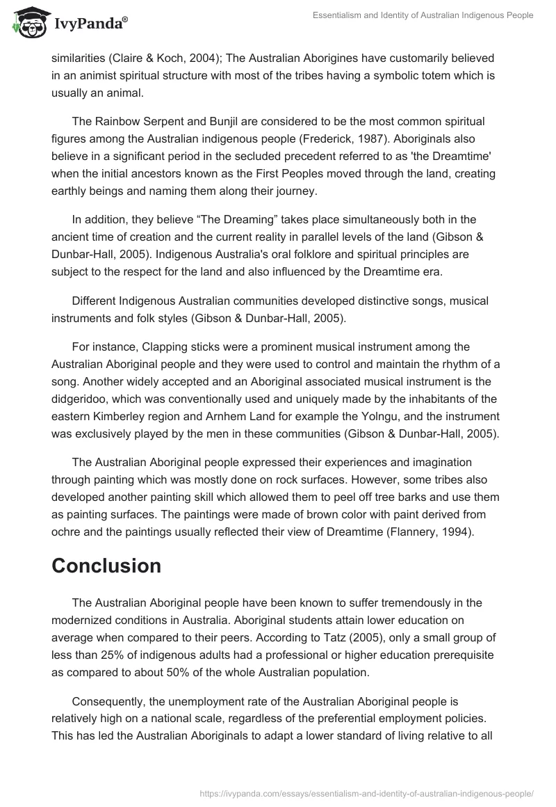 Essentialism and Identity of Australian Indigenous People. Page 4