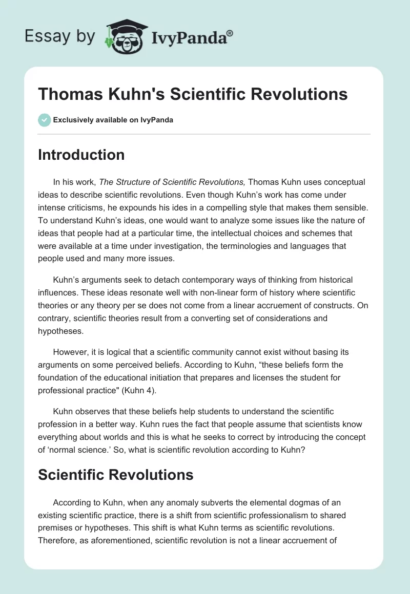 Thomas Kuhn's Scientific Revolutions. Page 1