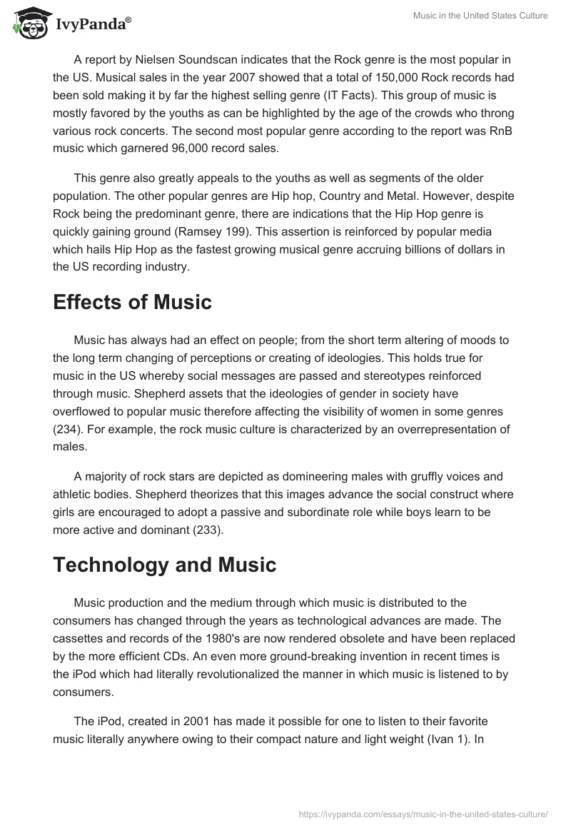 Music in the United States Culture. Page 2