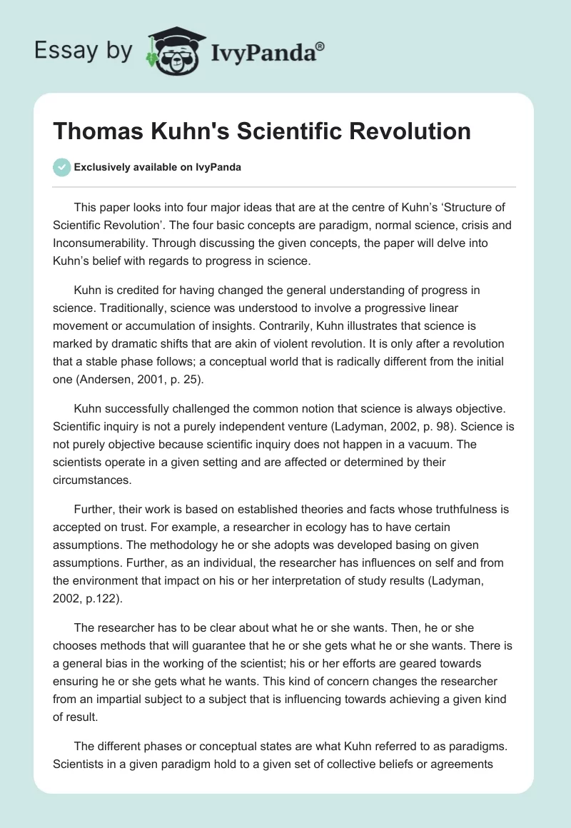 Thomas Kuhn's Scientific Revolution. Page 1
