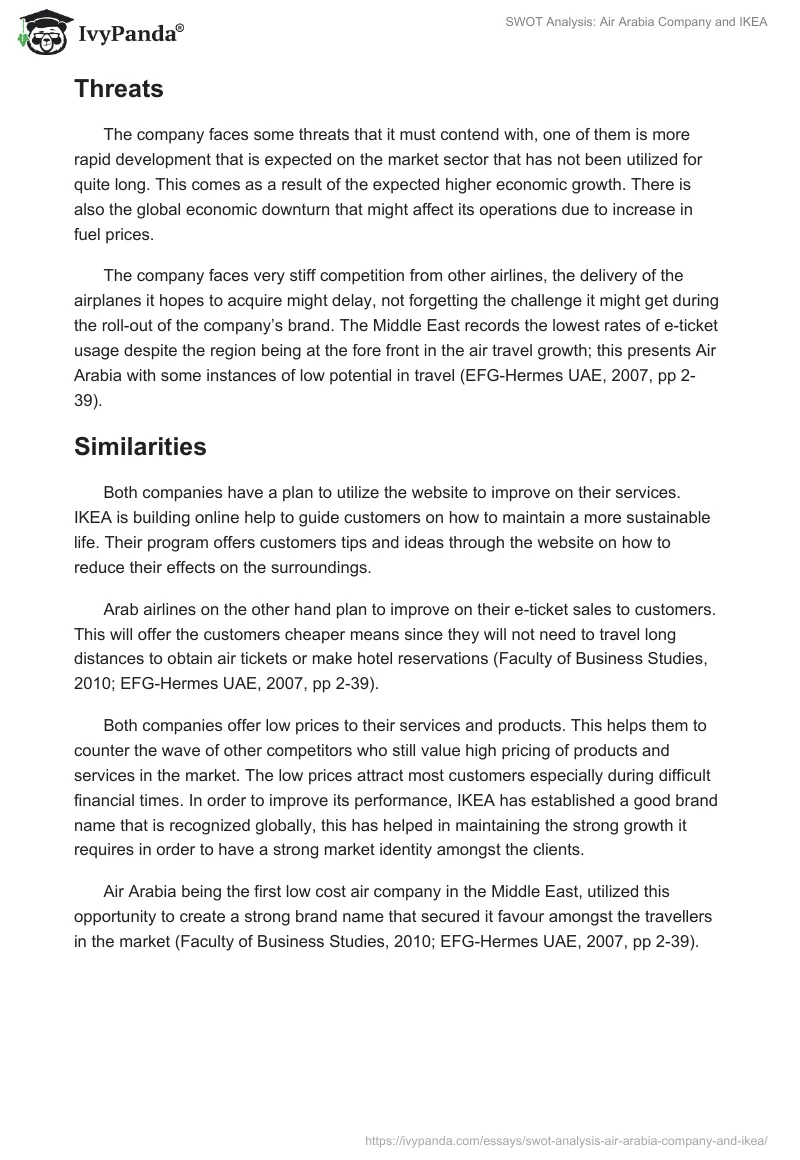 SWOT Analysis: Air Arabia Company and IKEA. Page 3