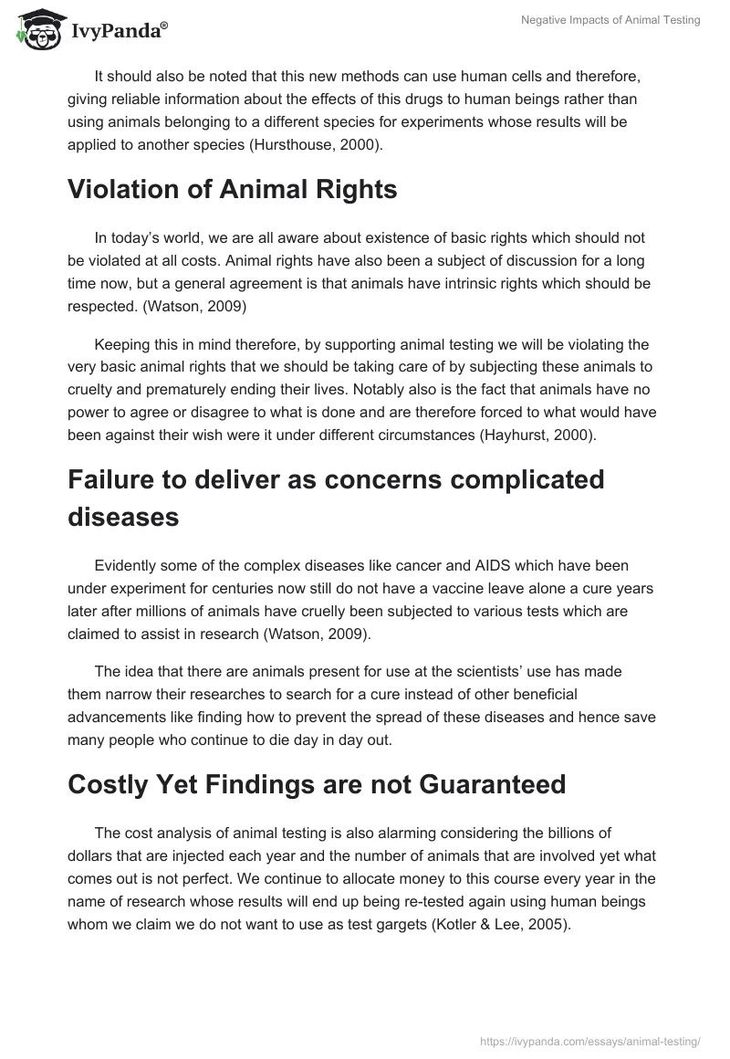 Negative Impacts of Animal Testing. Page 3