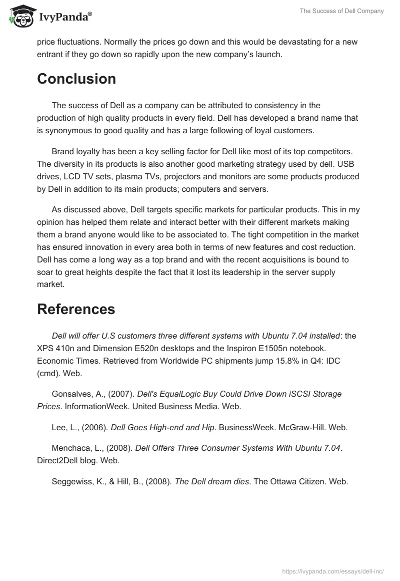 The Success of Dell Company. Page 4