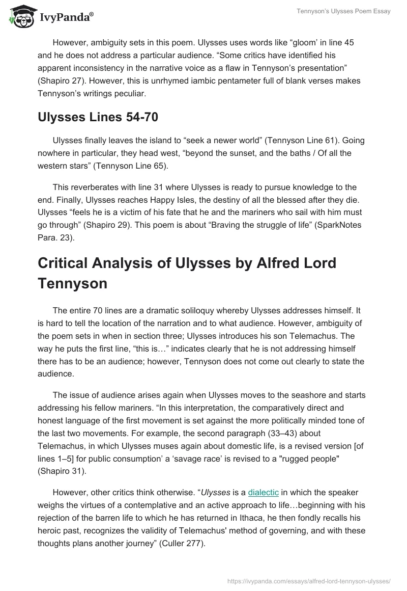 Tennyson’s Ulysses Poem Essay. Page 3