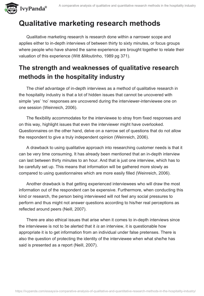 A comparative analysis of qualitative and quantitative research methods in the hospitality industry. Page 3