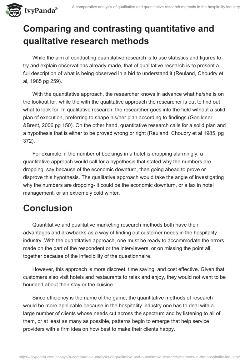 A comparative analysis of qualitative and quantitative research methods in the hospitality industry. Page 4