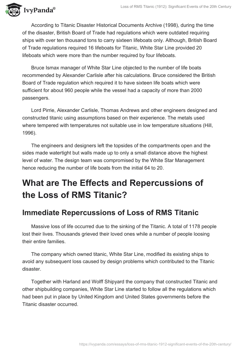 Loss of RMS Titanic (1912): Significant Events of the 20th Century. Page 3