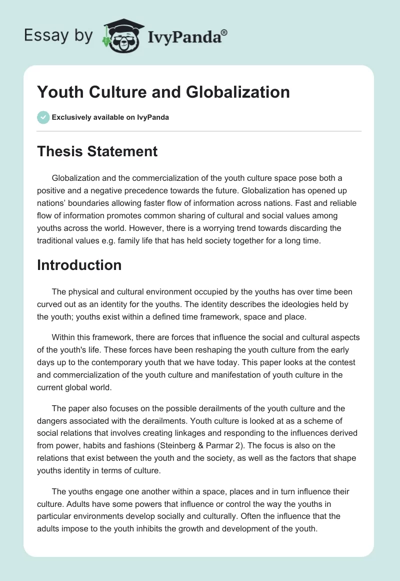 Youth Culture and Globalization. Page 1
