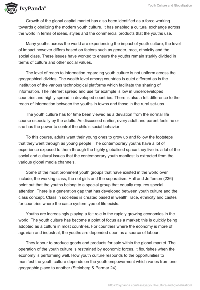 Youth Culture and Globalization. Page 3