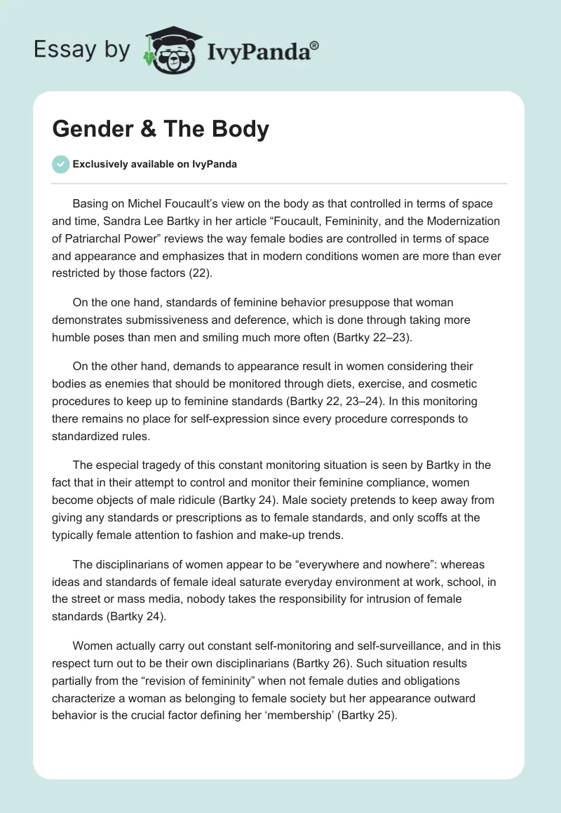 Gender & The Body. Page 1