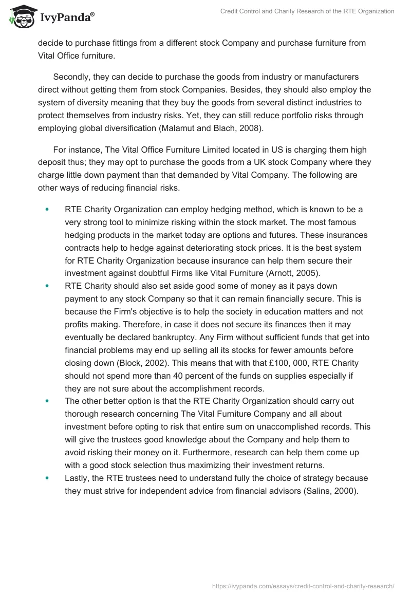 Credit Control and Charity Research of the RTE Organization. Page 2