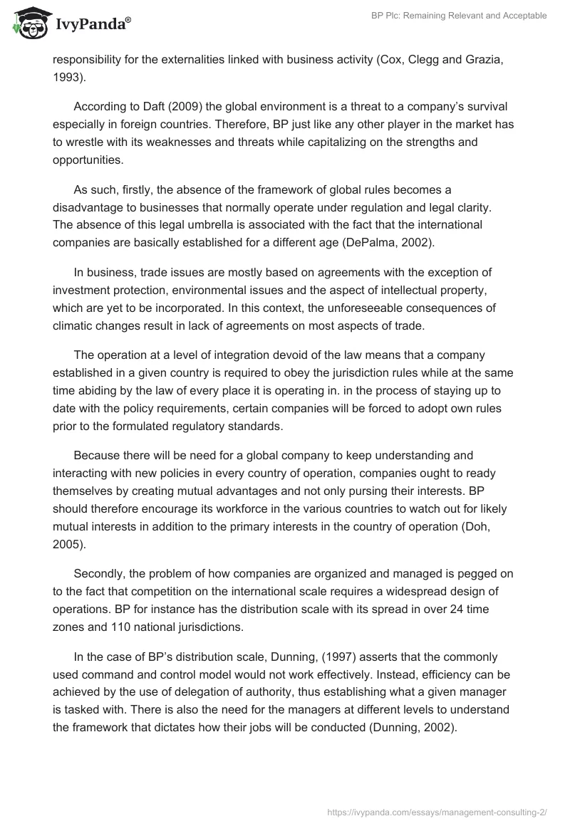 BP Plc: Remaining Relevant and Acceptable. Page 2