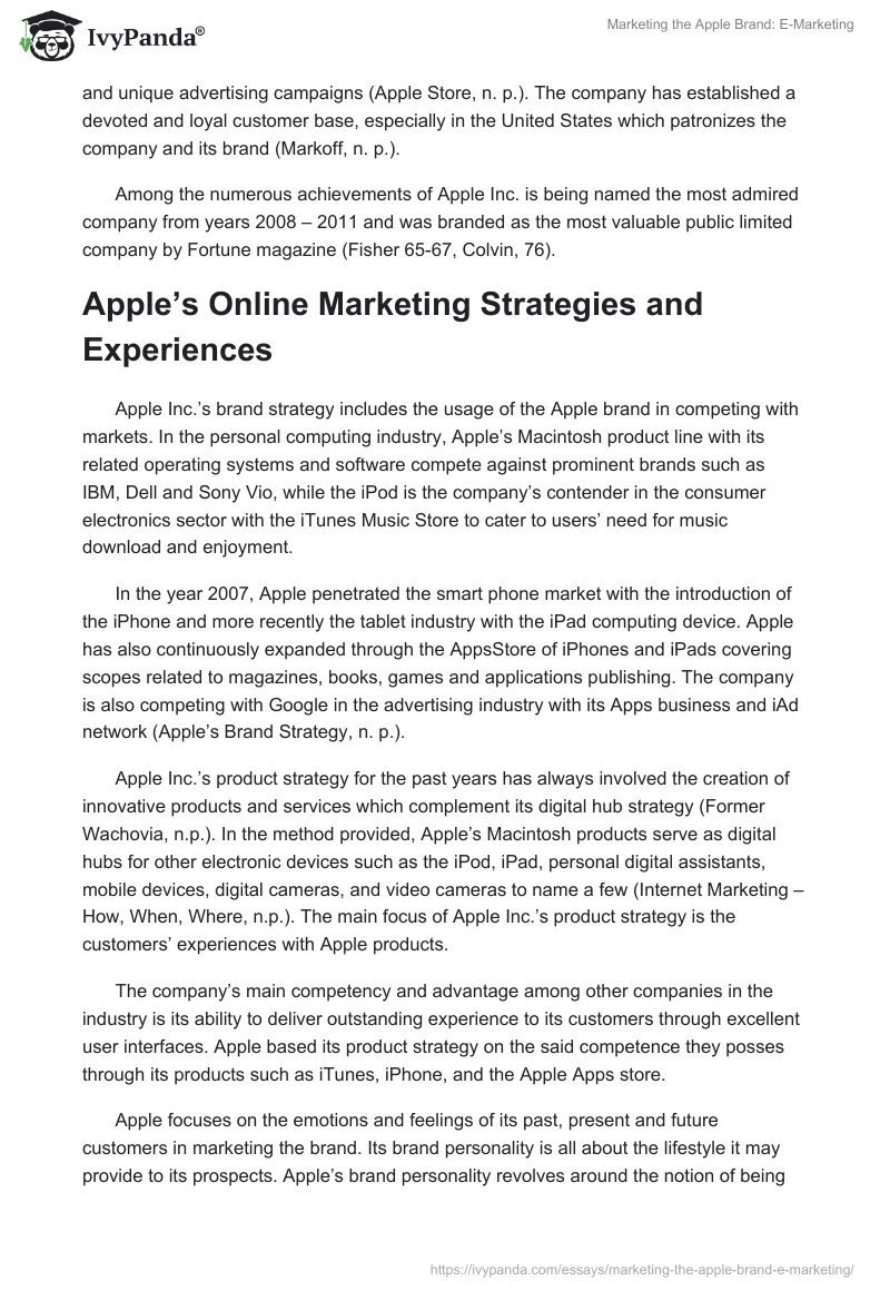 Marketing the Apple Brand: E-Marketing. Page 4