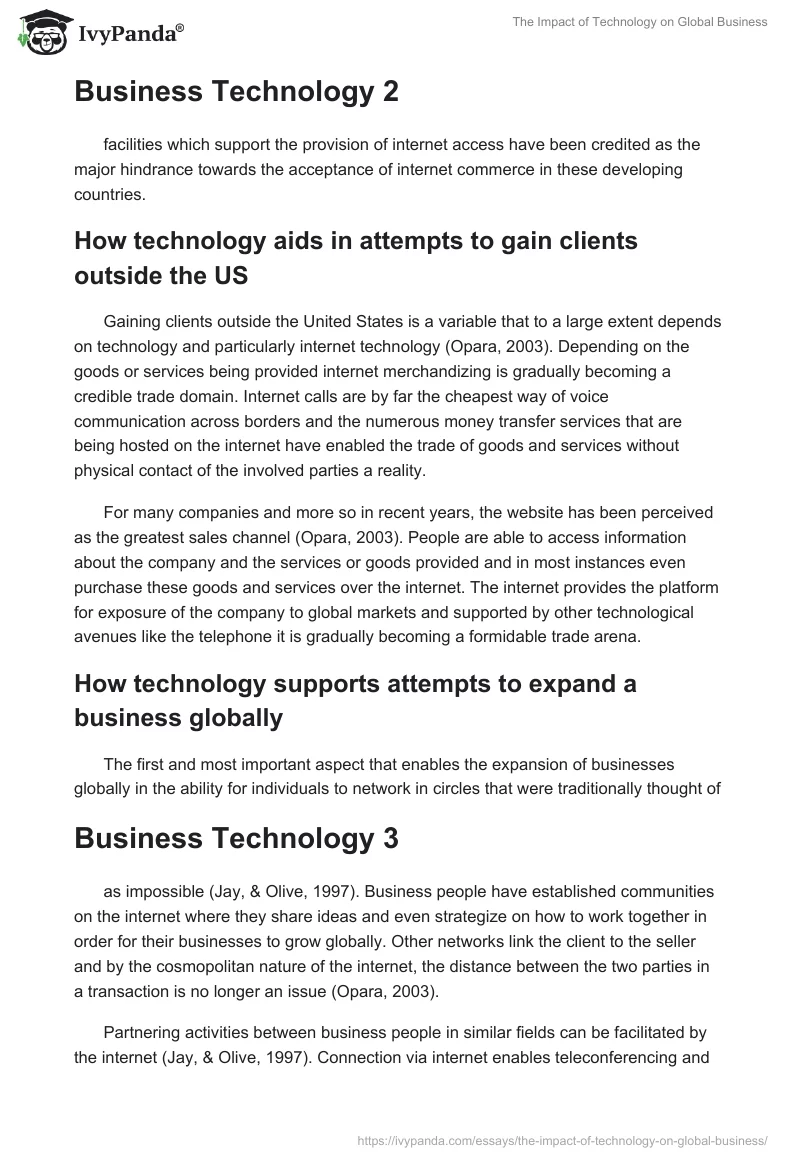 The Impact of Technology on Global Business. Page 2