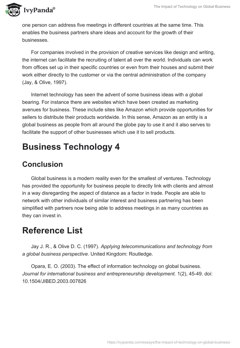 The Impact of Technology on Global Business. Page 3