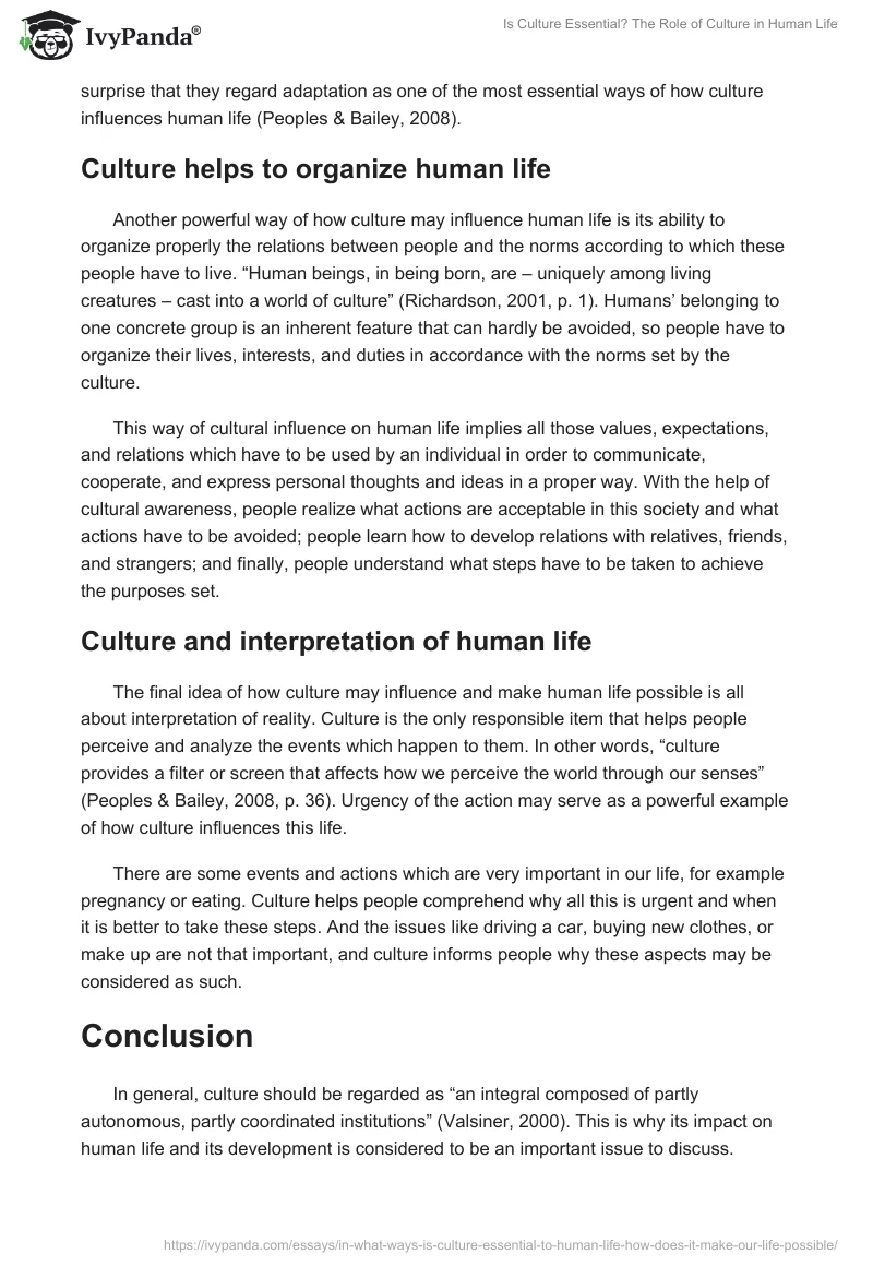 Is Culture Essential? The Role of Culture in Human Life. Page 3