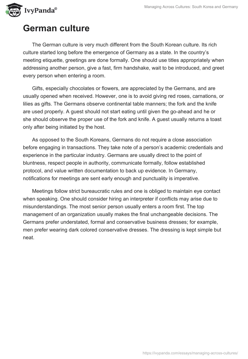 Managing Across Cultures: South Korea and Germany. Page 2