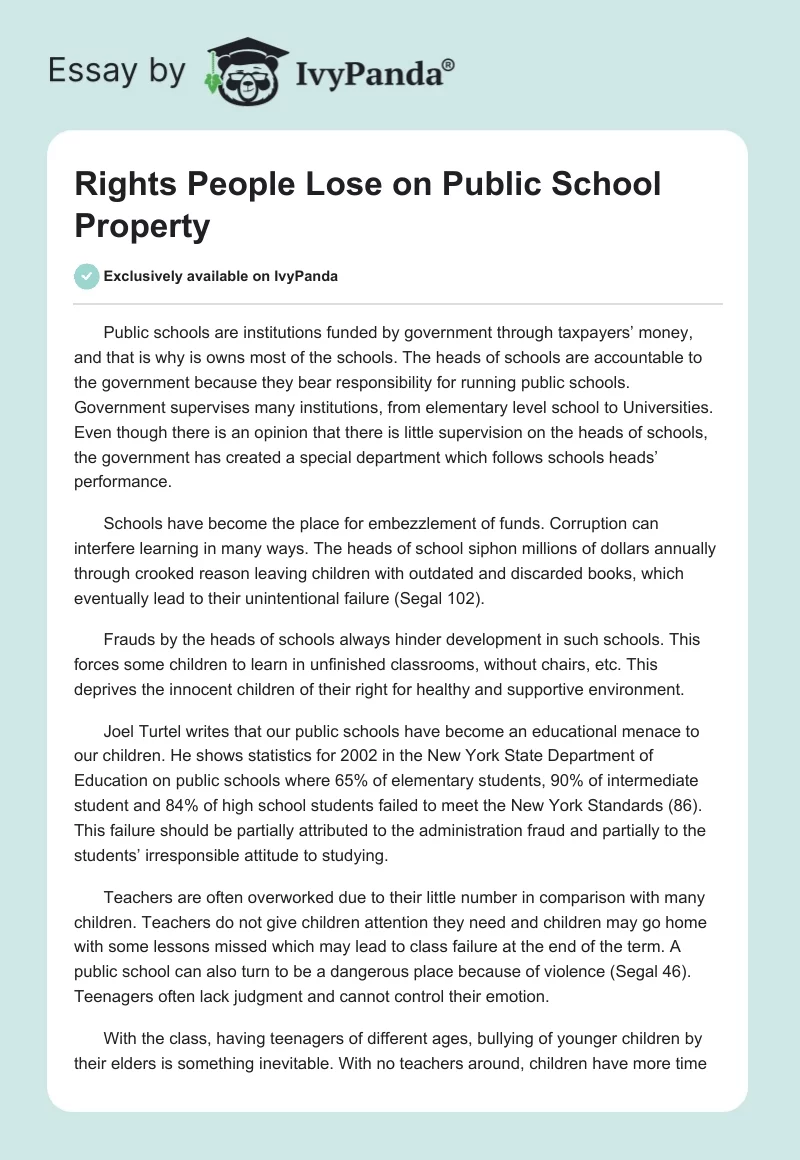 Rights People Lose on Public School Property. Page 1